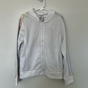 Girls Adidas White/Multicolored Athletic Jacket
